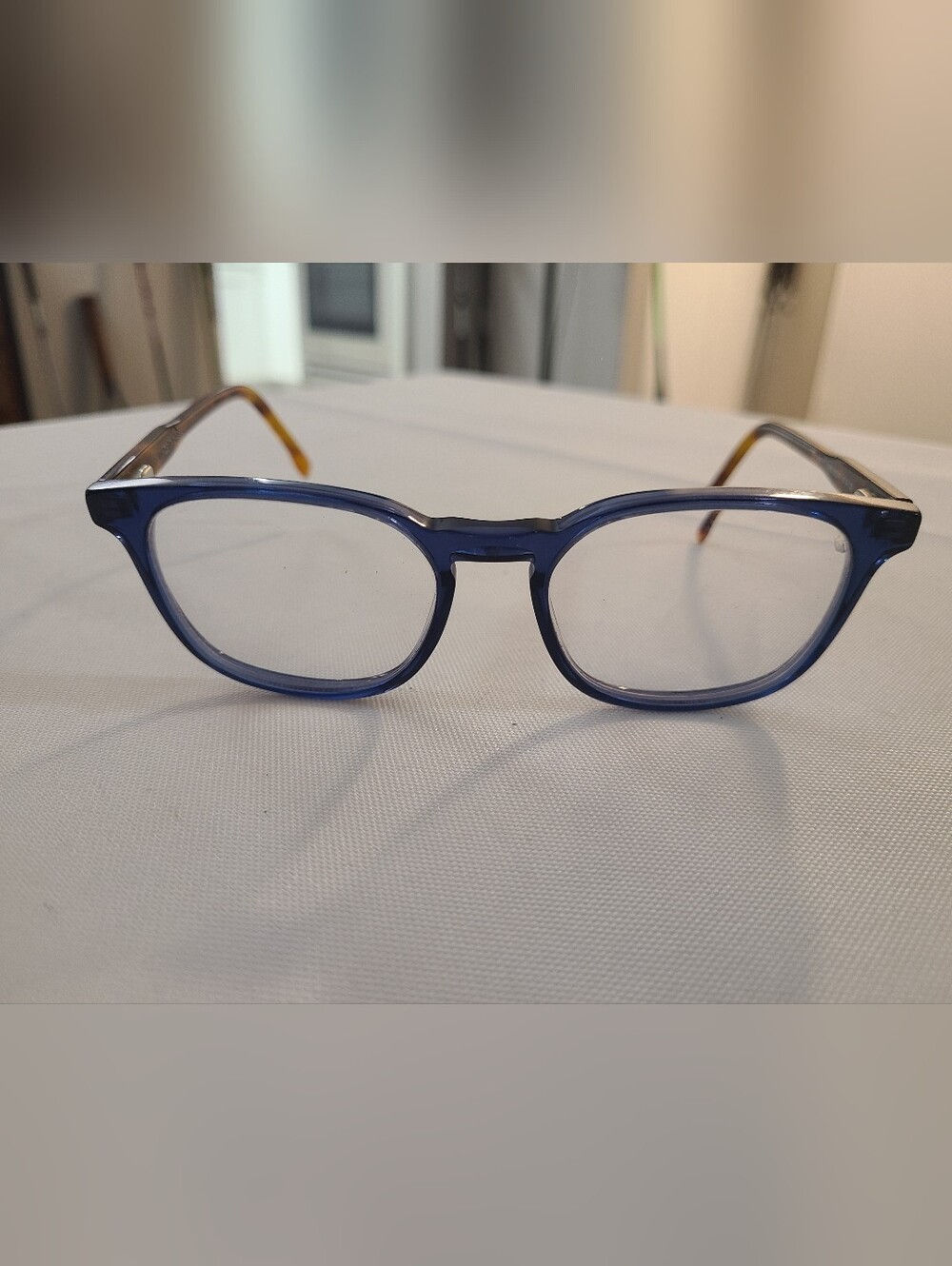 Blue Men's Round Optical Glasses - Classic Clear Lens